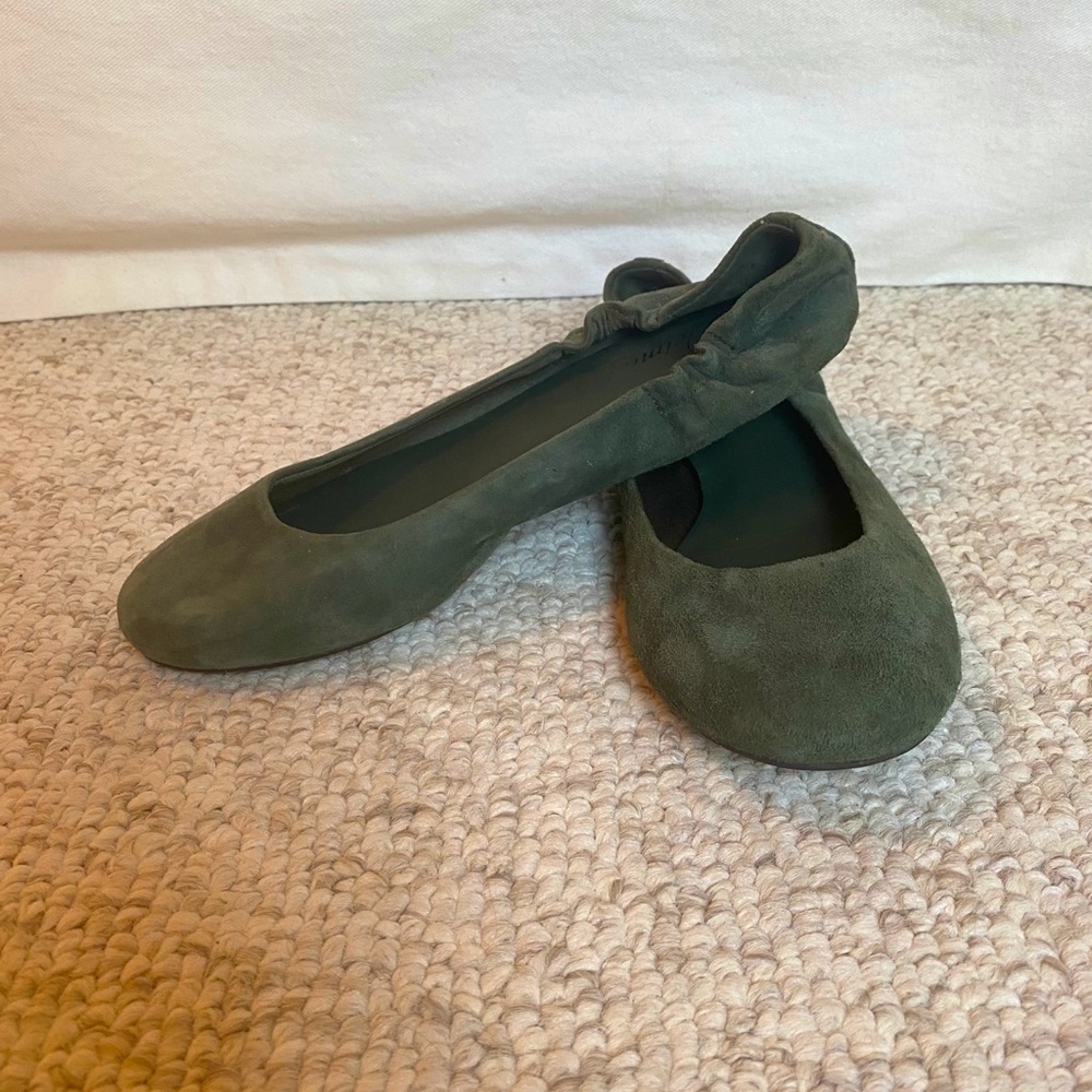 Sage green suede ballet flats